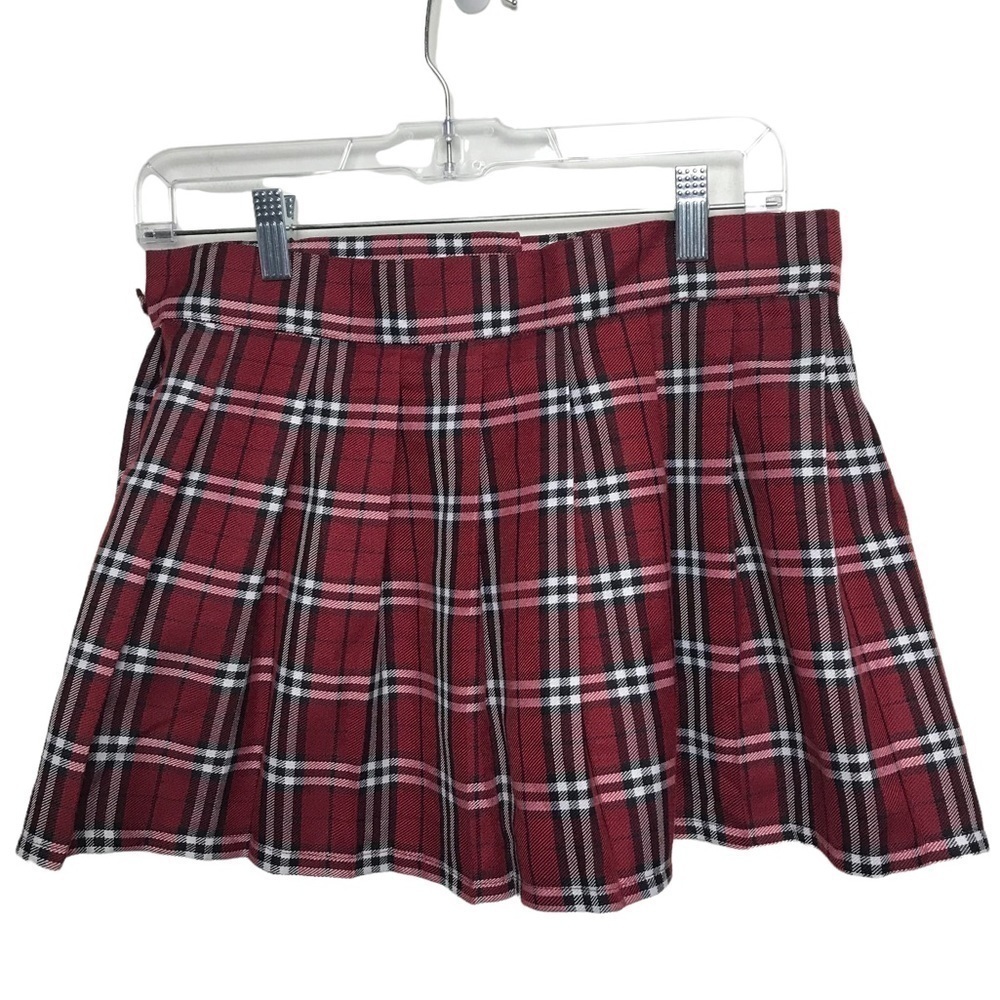Spirit Halloween Red Plaid Pleated School Girl Mini Skirt Size Sm - Med - Picture 3 of 11
